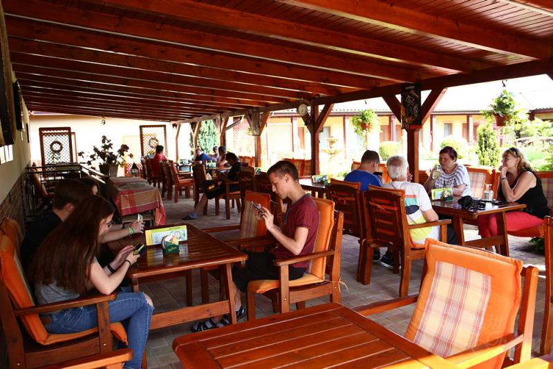 Covered restaurant terrace